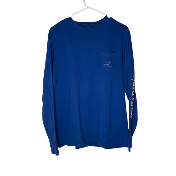 Vineyard Vines Long Sleeve Crew Neck Tee Men's Size Medium in Blue & Orange EUC - Picture 1 of 6